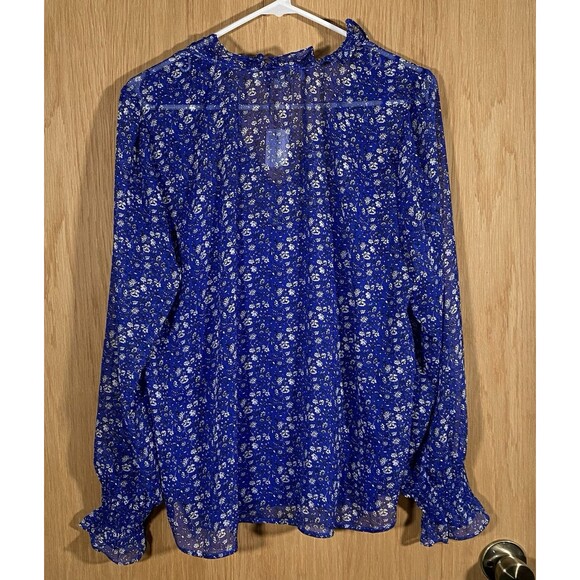 LOFT Blue Floral Blouse - Picture 2 of 7